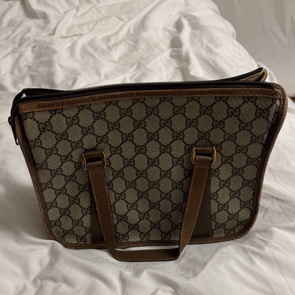 Gucci Brown and Tan Monogram Tote